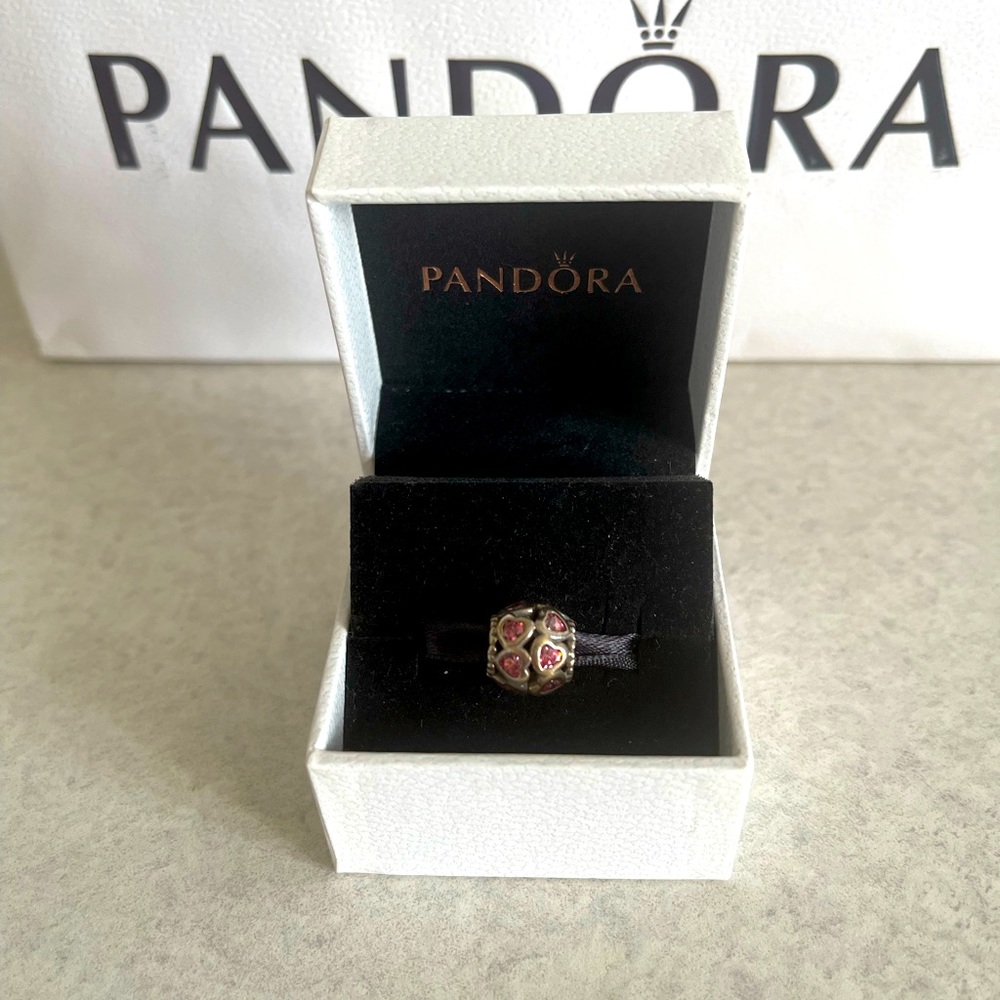 Beautiful Pandora Heart Charm with Pink Cz